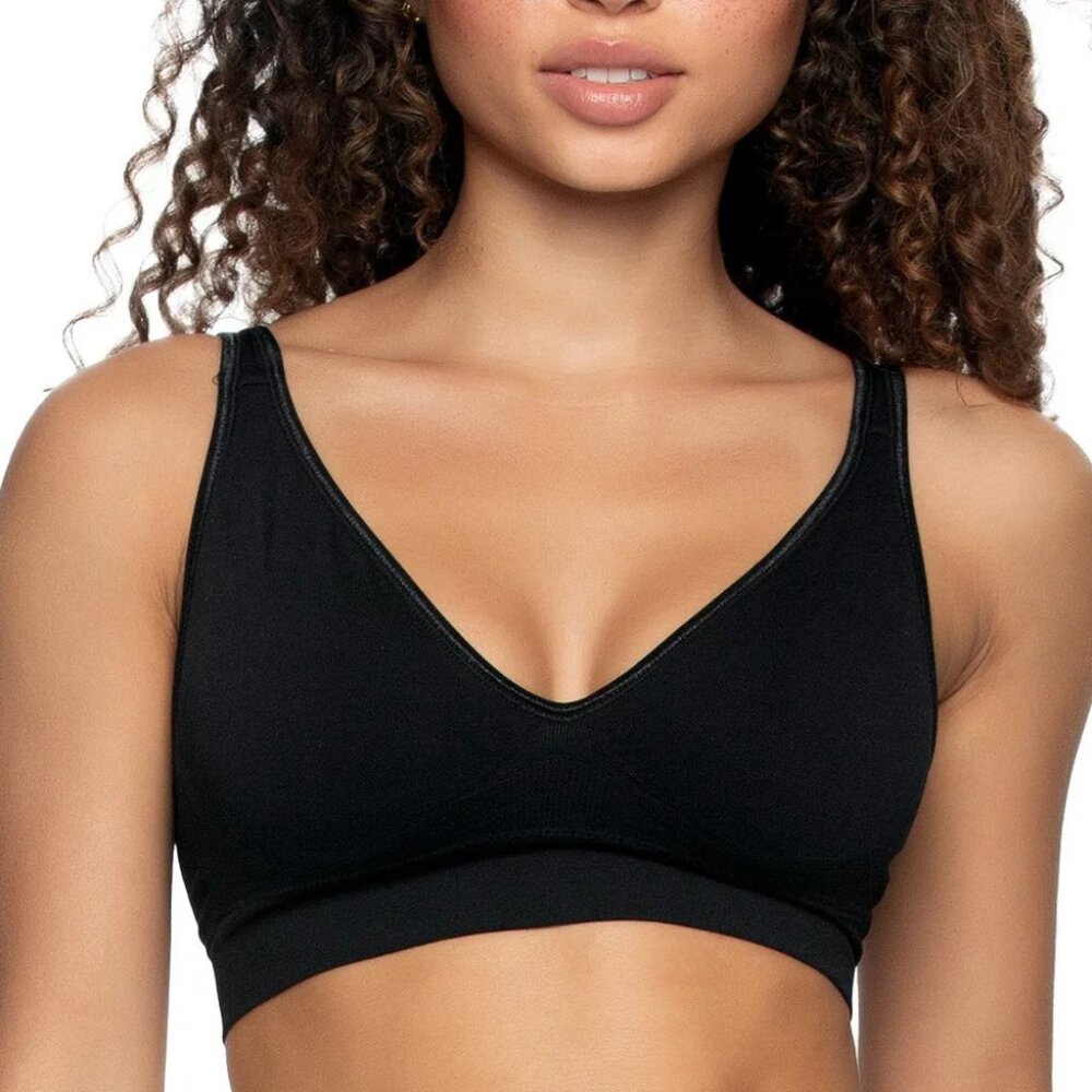 NWT Felina Deep V Bralette black unlined wireless size XL